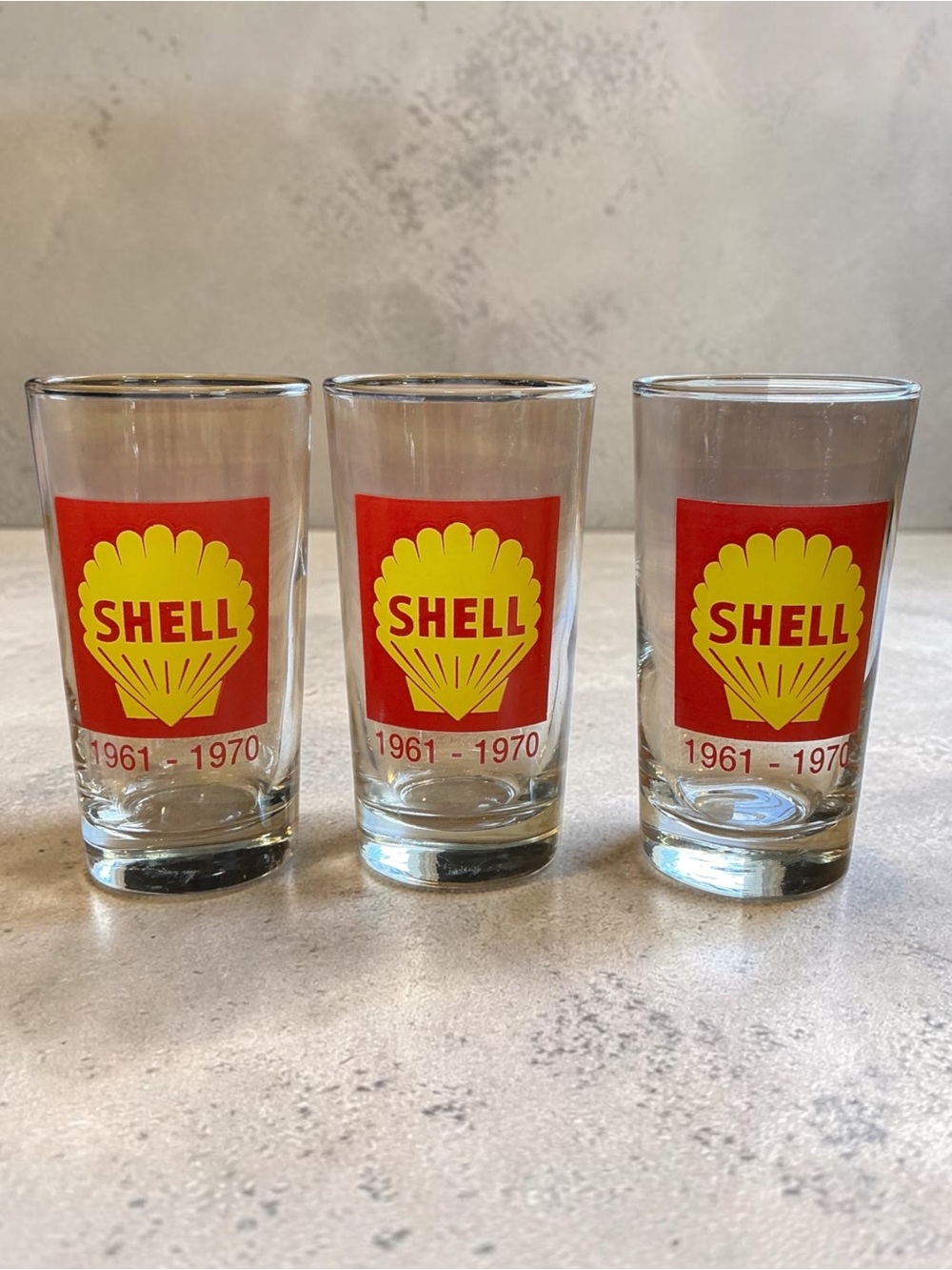 Branded Yellow & Red Logo Shot Glasses - Set of 3